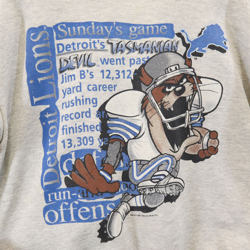 Warner Bros ワーナーブラザーズ 90s オールド ワーナーブラザーズ タズマニアンデビル 長袖 スウェット トレーナー ライトグレー メンズ