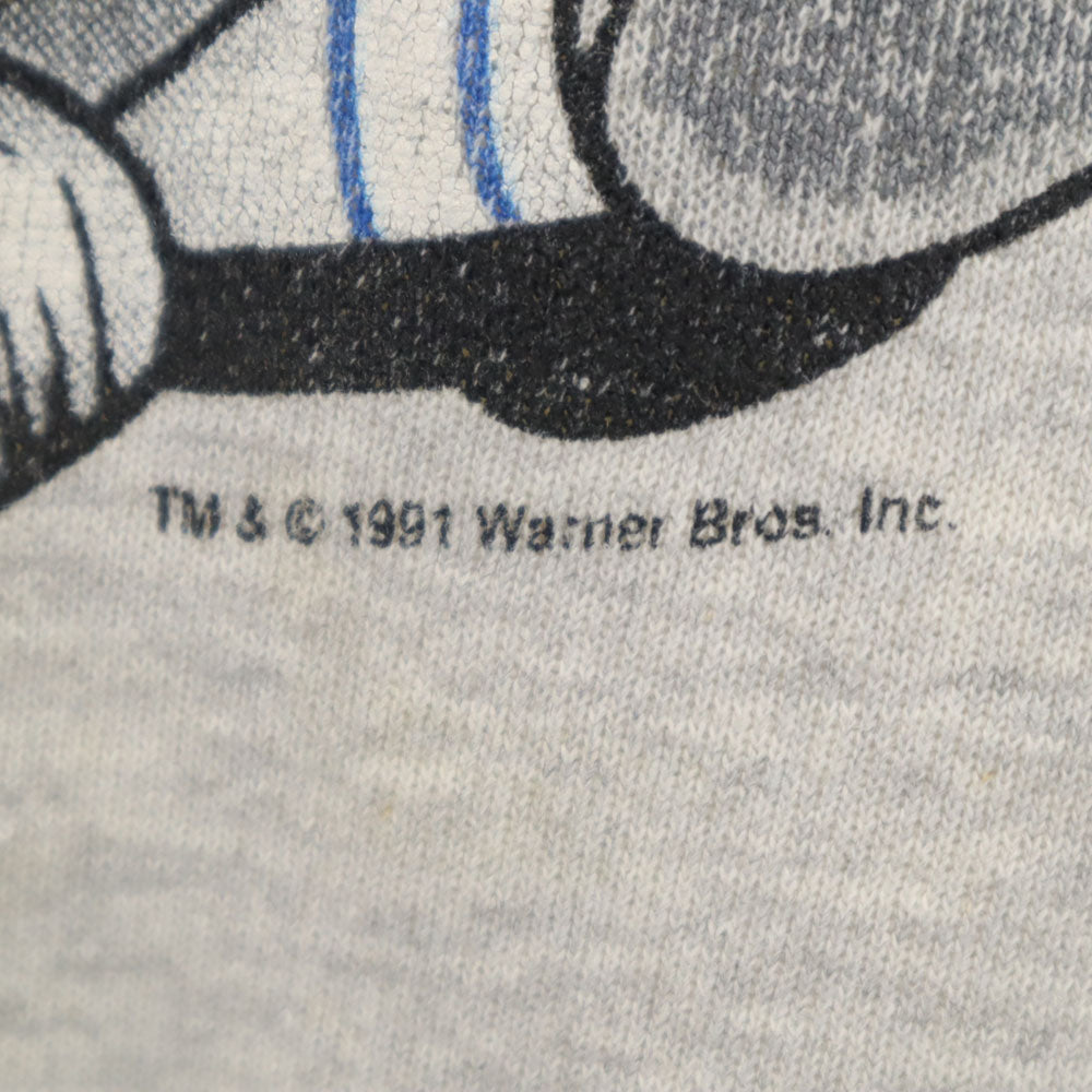 Warner Bros ワーナーブラザーズ 90s オールド ワーナーブラザーズ タズマニアンデビル 長袖 スウェット トレーナー ライトグレー メンズ