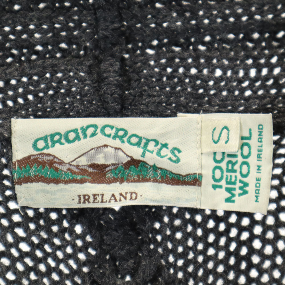 aran crafts アランクラフト 90s アイルランド製 メリノウール オールド 長袖 ショールカラー ニットカーディガン S チャコールグレー メンズ
