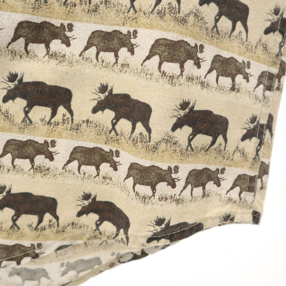 ウールリッチ アニマル柄 長袖 ボタンダウンシャツ L ベージュ WOOLRICH メンズ