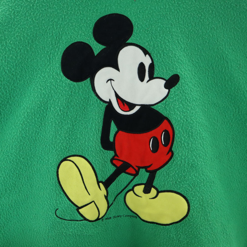 ミッキーファミリー 90s オールド バック ミッキーマウス刺繍 ハーフジップ フリースジャケット グリーン Mickey Family DISNEY プルオーバー メンズ