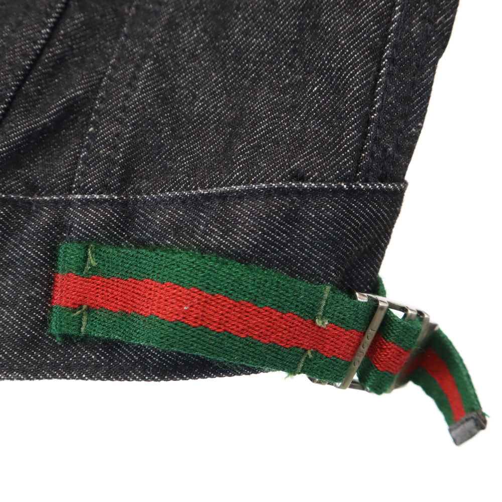 グッチ イタリア製 デニムジャケット 40 ブラック GUCCI ジージャン トラッカー レディース