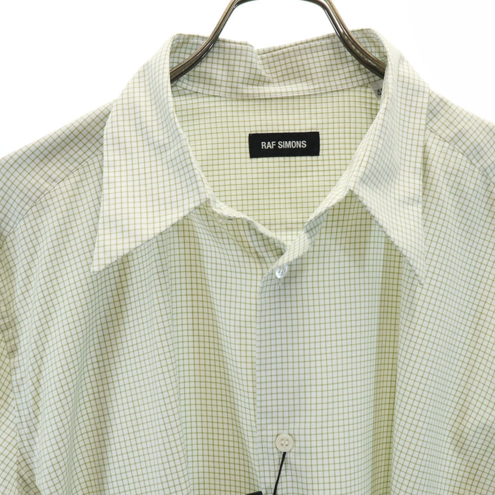 未使用 ラフシモンズ チェック柄 長袖 シャツ 48 ホワイト 他 RAF SIMONS メンズ