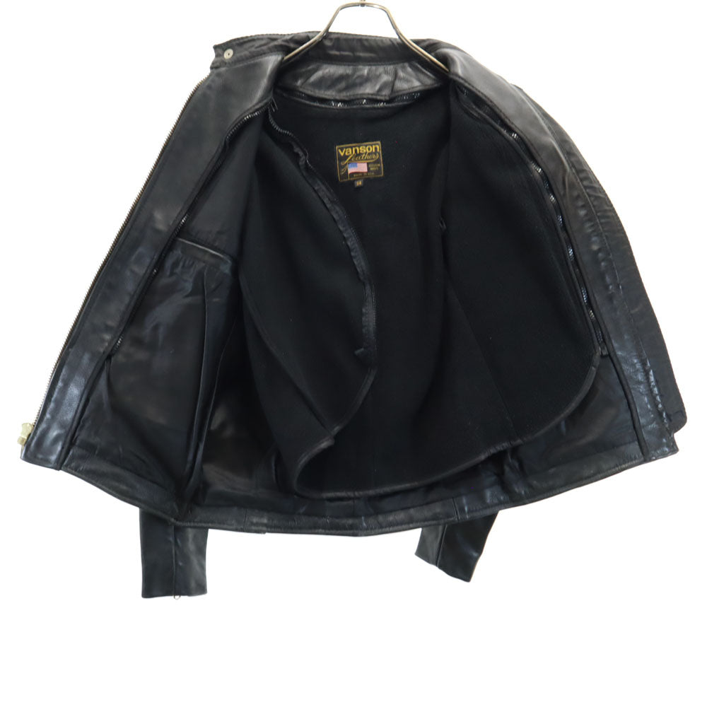 VANSON バンソン USA製 レザー シングルライダースジャケット 34 ブラック leather ライナー付き メンズ