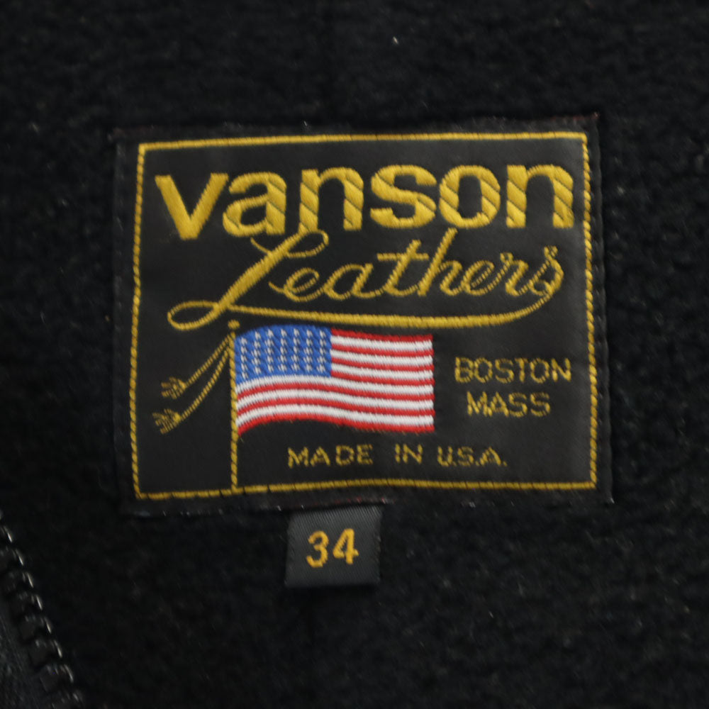VANSON バンソン USA製 レザー シングルライダースジャケット 34 ブラック leather ライナー付き メンズ