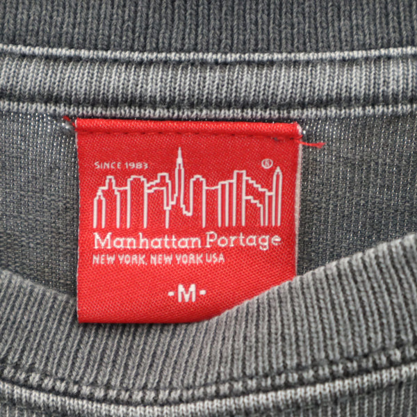 マンハッタンポーテージ バックロゴ 長袖 ヴィンテージ加工 トレーナー M チャコールグレー Manhattan Portage メンズ