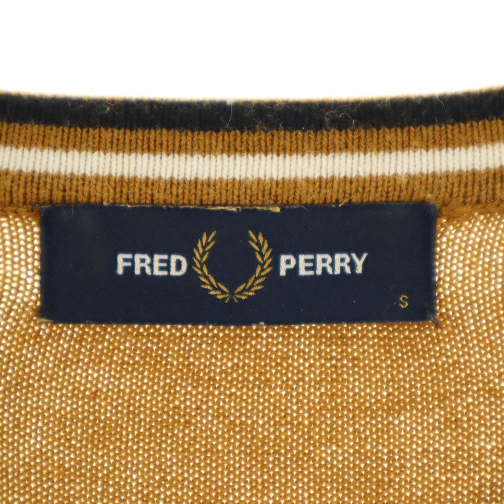 FRED PERRY フレッドペリー ウールブレンド 長袖 セーター S イエロー系 ニット メンズ