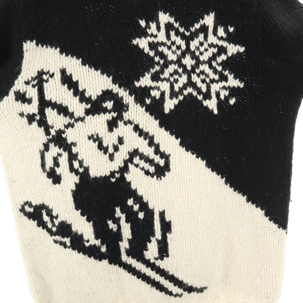 POLO SPORT RALPH LAUREN ポロスポーツラルフローレン ウールブレンド ハンドニット 長袖 Vネック セーター L ブラック ハンドニット メンズ