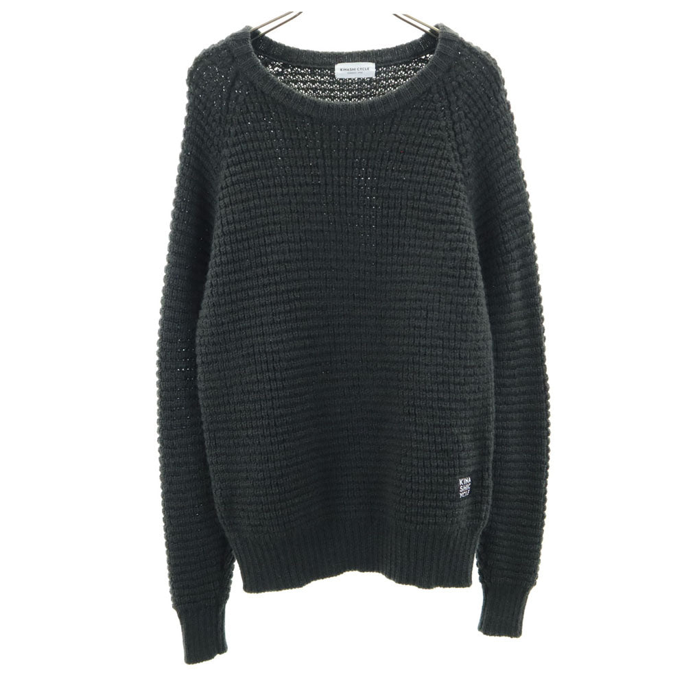 木梨サイクル 日本製 長袖 セーター M チャコールグレー KINASHI CYCLE ワッフルニット メンズ