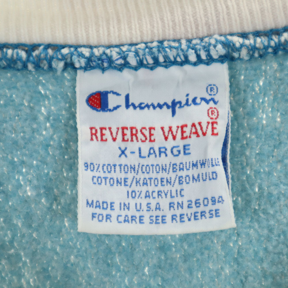 Champion チャンピオン 90s リバースウィーブ USA製 オールド 刺繍タグ ブリーチ加工 長袖 スウェット トレーナー XL グリーン系 裏起毛 メンズ