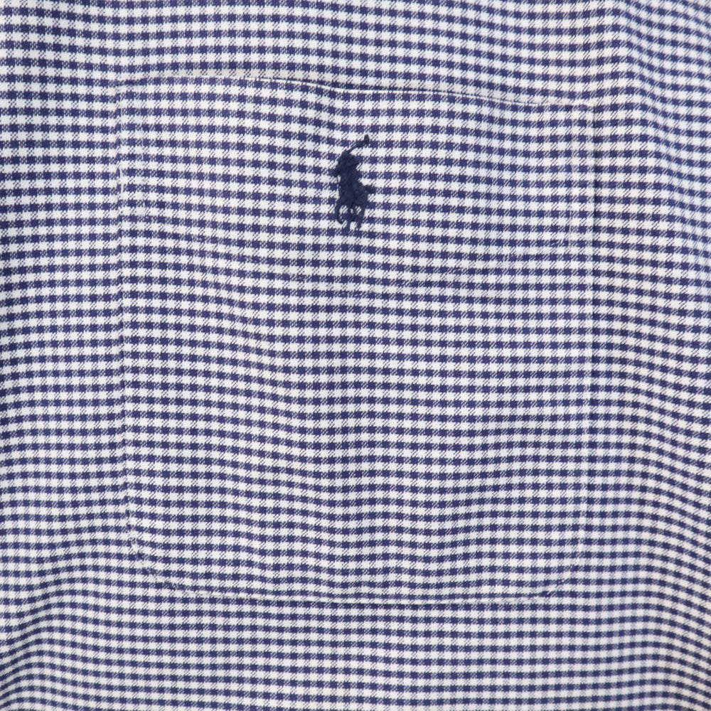 RALPH LAUREN ラルフローレン 90s BIG SHIRT オールド チェック柄 長袖 スタンドカラー シャツ XXL ネイビー ビックサイズ メンズ