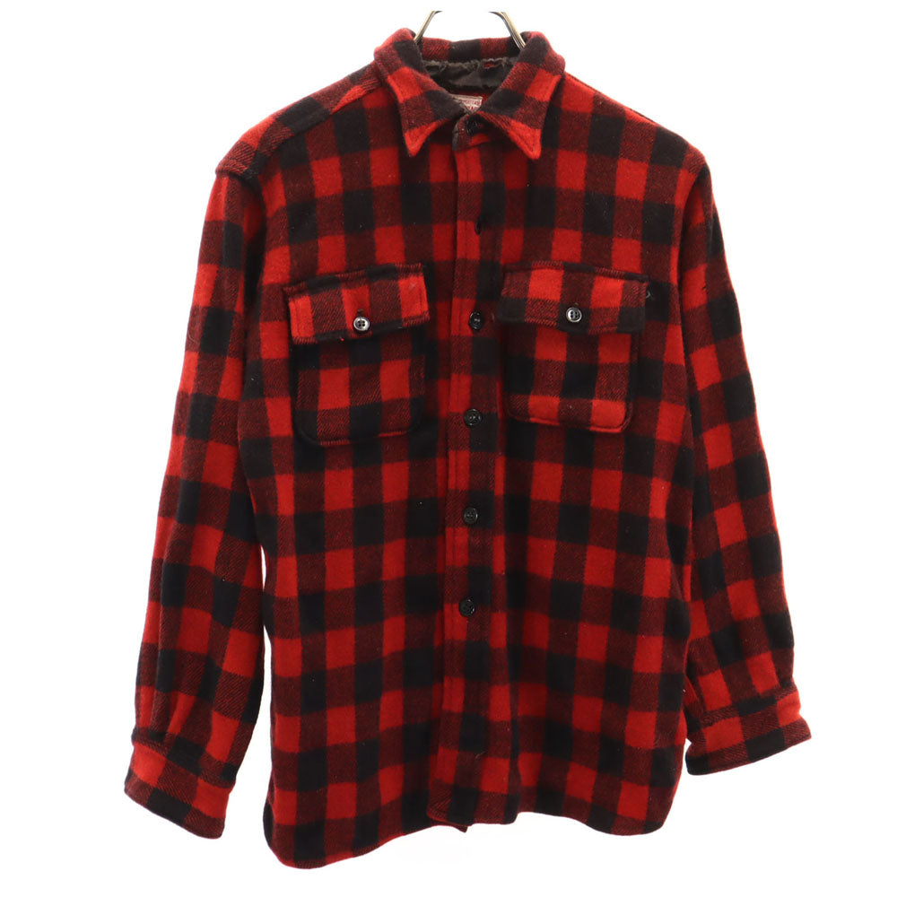 sportswear スポーツウェア 50s 60s ヴィンテージ チェック 長袖 シャツ レッド系 メンズ