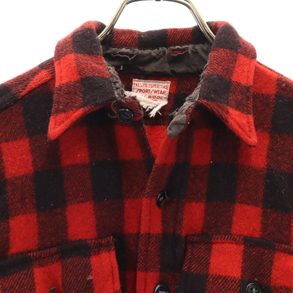 sportswear スポーツウェア 50s 60s ヴィンテージ チェック 長袖 シャツ レッド系 メンズ