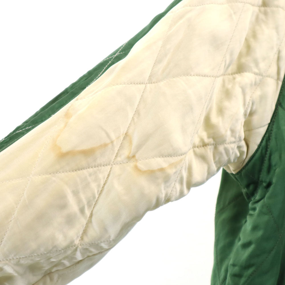 港商 日本製 TT14270 顔トラ 両A面 長袖 リバーシブル スカジャン 大 グレー×グリーン 東洋エンタープライズ 鷲 メンズ