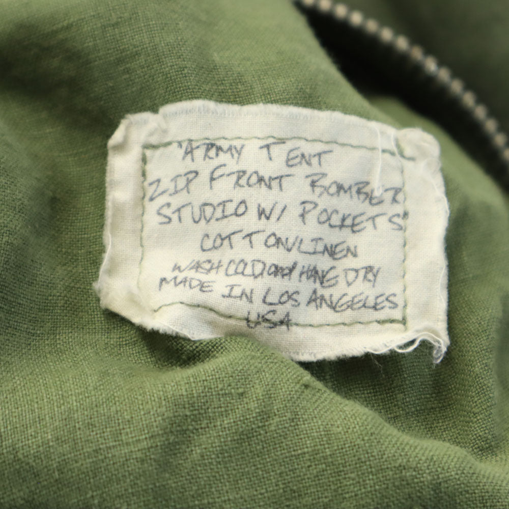 GREG LAUREN グレッグローレン USA製 長袖 ジップジャケット 1 カーキ系 メンズ