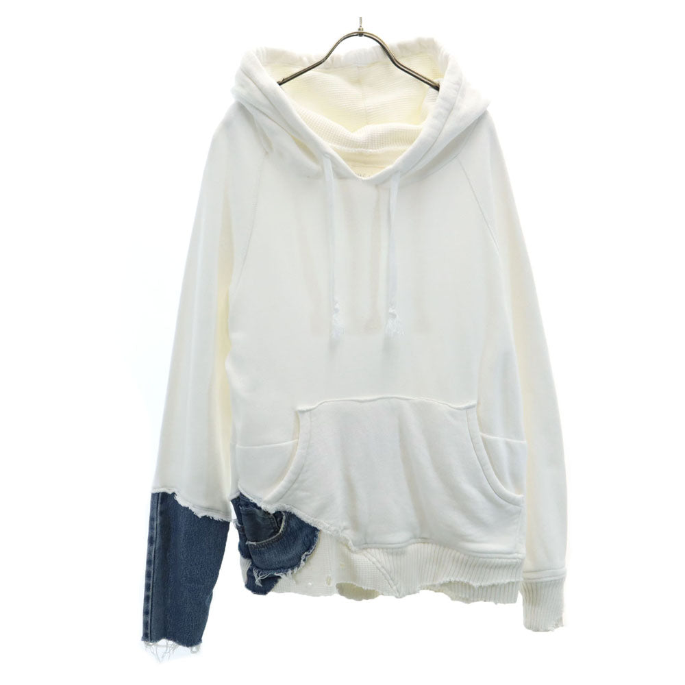 GREG LAUREN グレッグローレン USA製 長袖 スウェットパーカー 1 ホワイト系 メンズ