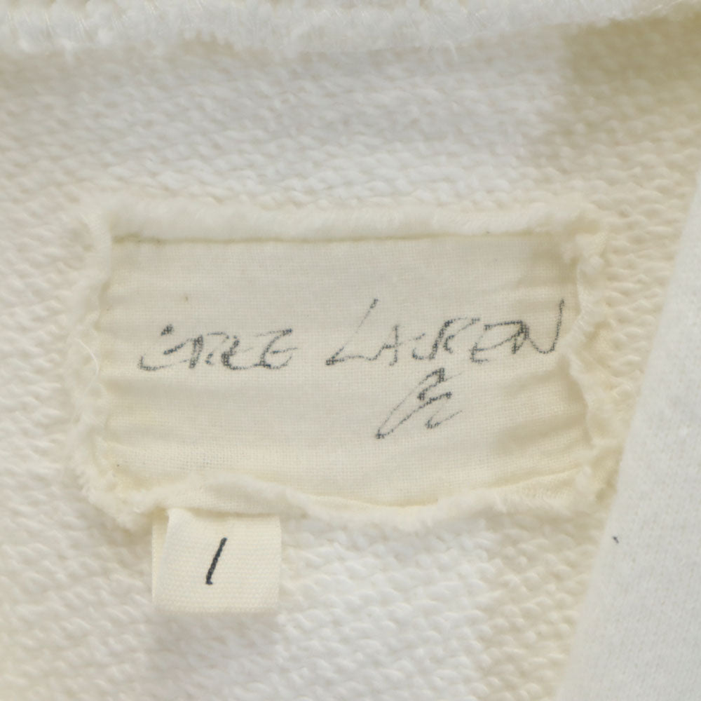 GREG LAUREN グレッグローレン USA製 長袖 スウェットパーカー 1 ホワイト系 メンズ