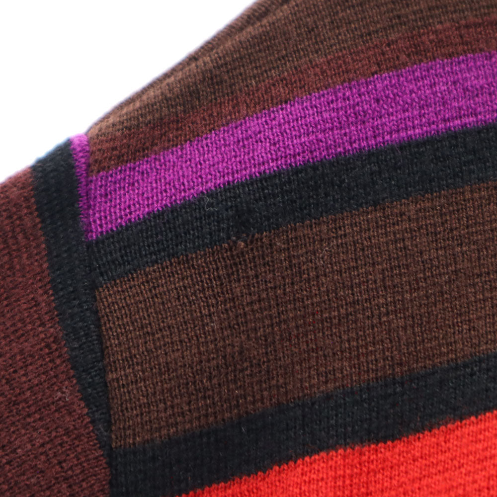 LANVIN ランバン ボーダー柄 長袖 ニットカーディガン 40 ブラウン 他 レディース