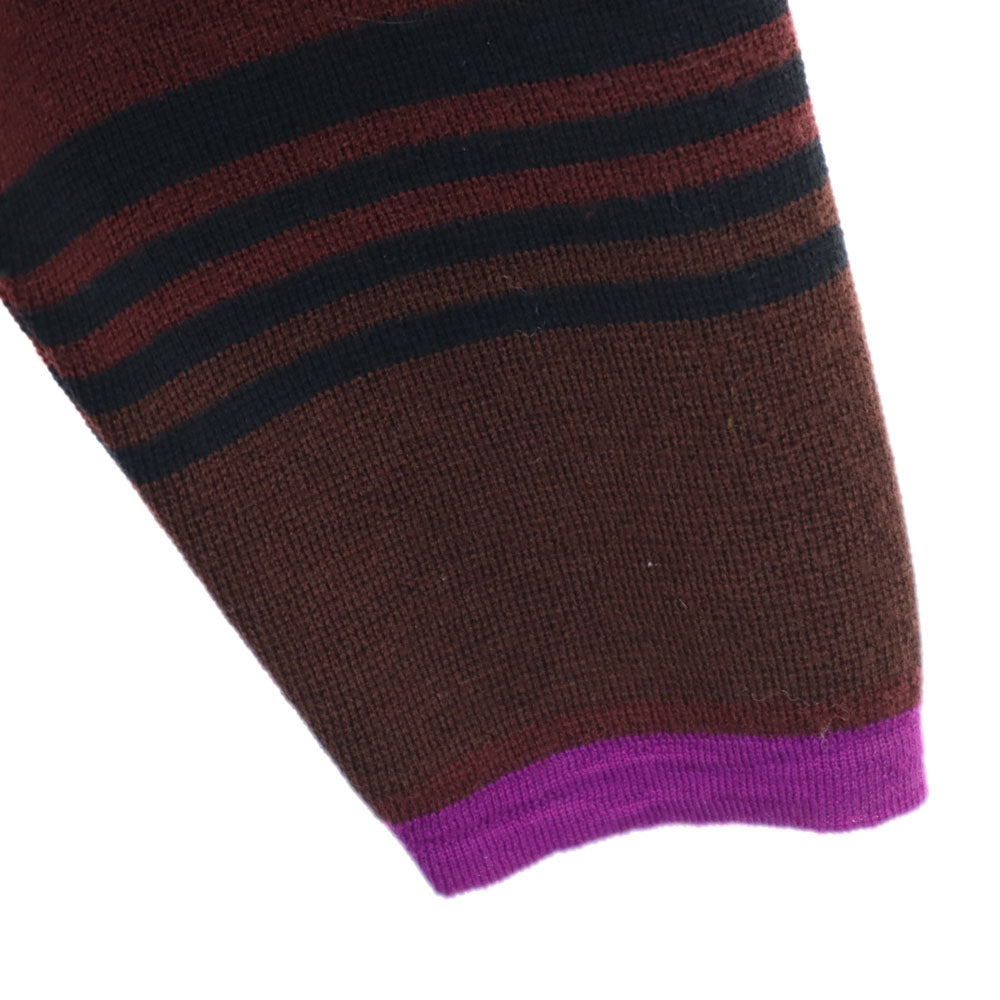 LANVIN ランバン ボーダー柄 長袖 ニットカーディガン 40 ブラウン 他 レディース