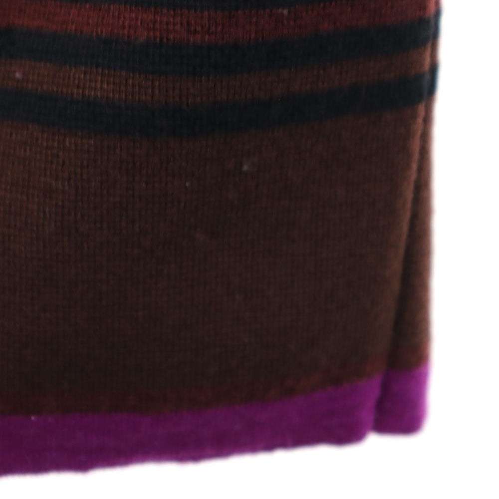 LANVIN ランバン ボーダー柄 長袖 ニットカーディガン 40 ブラウン 他 レディース