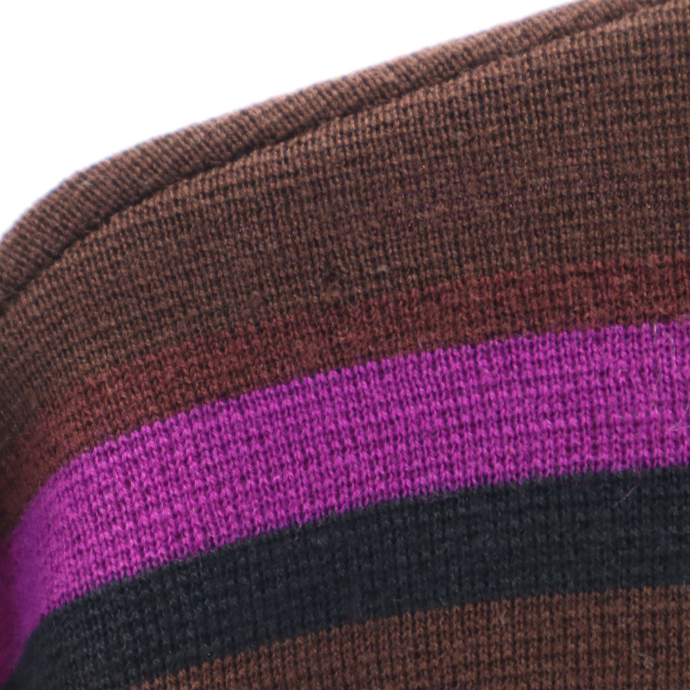 LANVIN ランバン ボーダー柄 長袖 ニットカーディガン 40 ブラウン 他 レディース