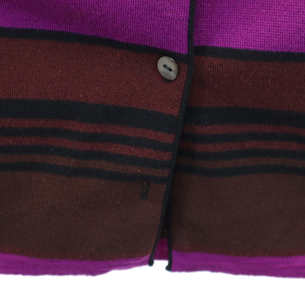 LANVIN ランバン ボーダー柄 長袖 ニットカーディガン 40 ブラウン 他 レディース