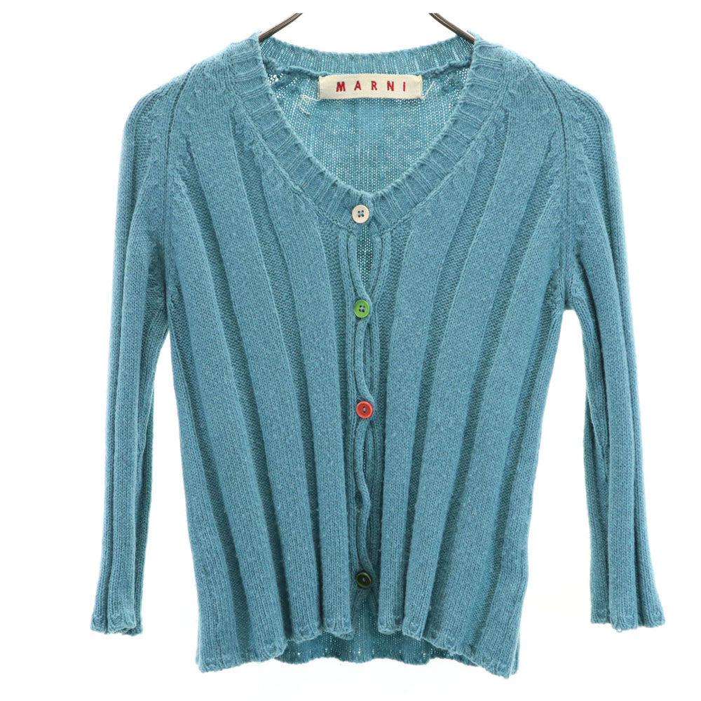 MARNI マルニ イタリア製 7分袖 ニットカーディガン 40 サックスブルー系 レディース