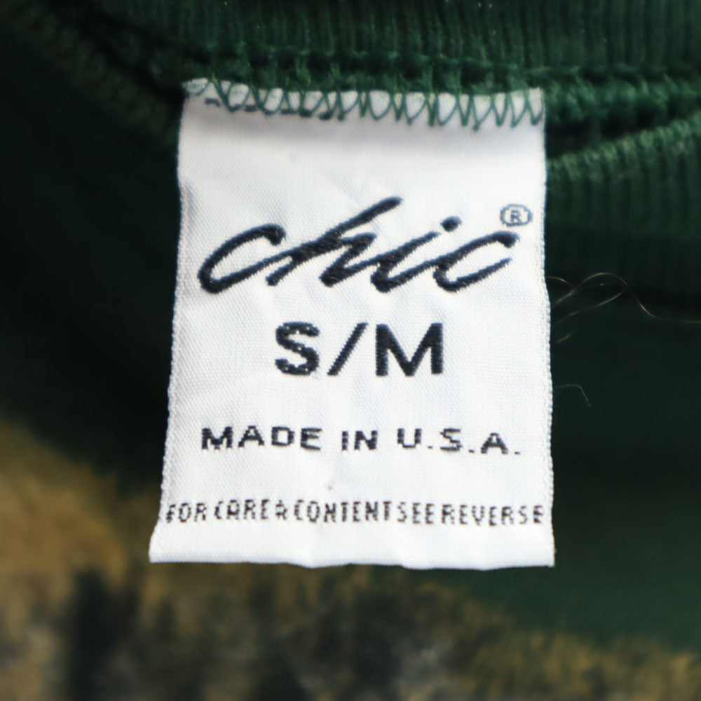 chic 90s USA製 オールド 長袖 スウェット トレーナー S/M グリーン 裏起毛 メンズ