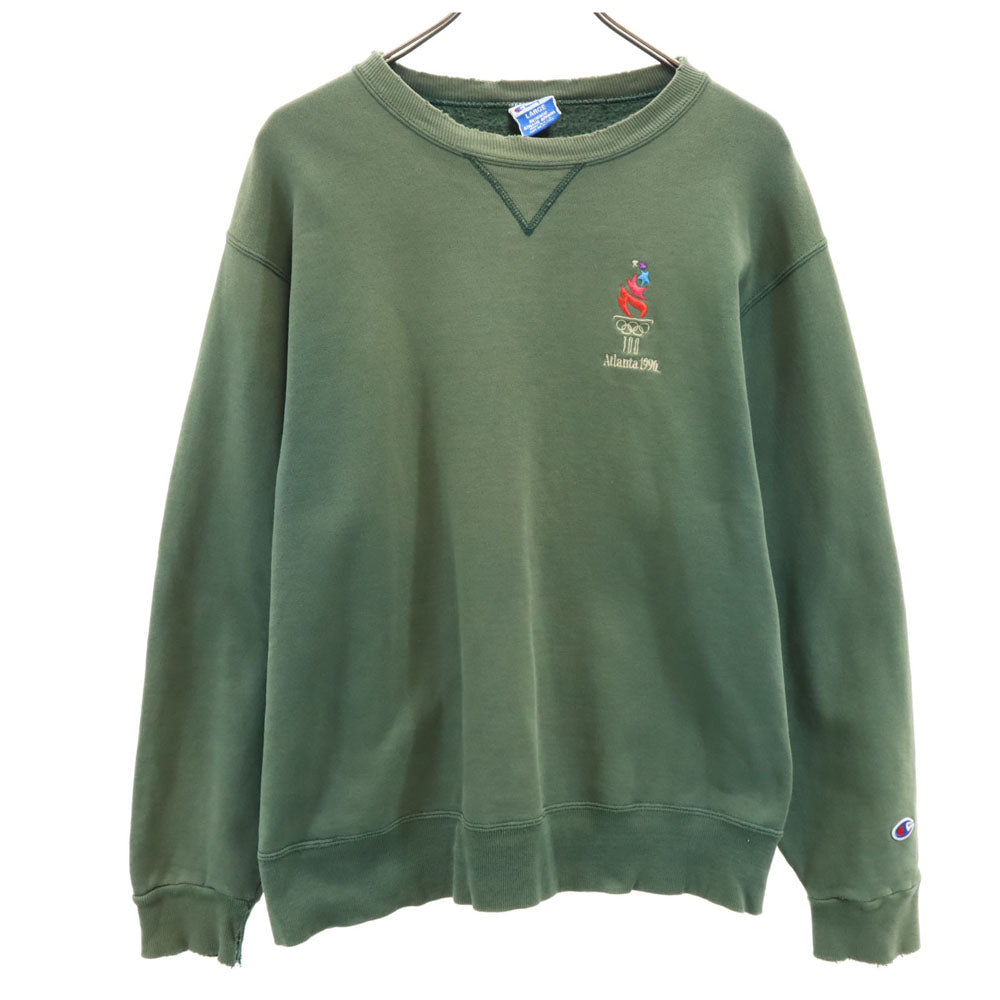 Champion チャンピオン 90s USA製 オールド アトランタオリンピック 長袖 スウェット トレーナー L グリーン 裏起毛 メンズ