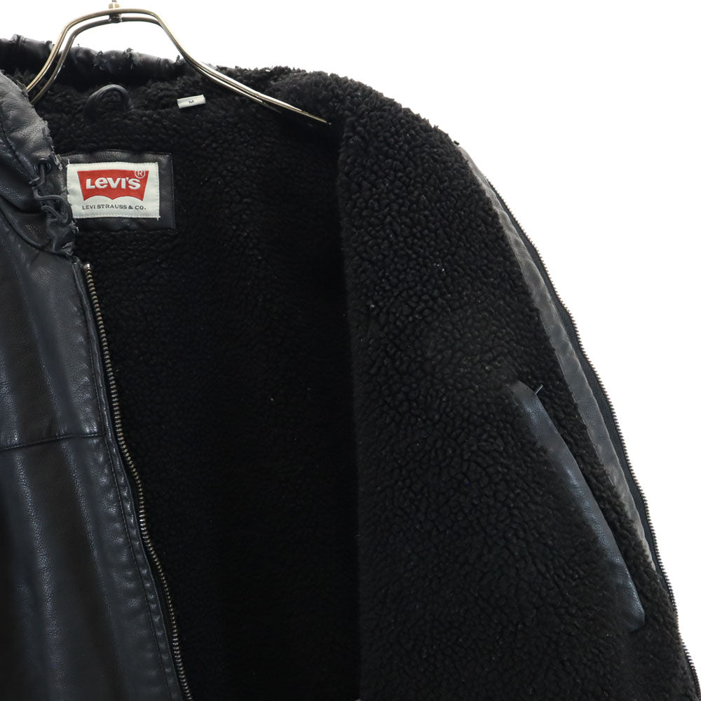 Levi's リーバイス フェイクレザー ジャケット M ブラック ブルゾン フーディー メンズ