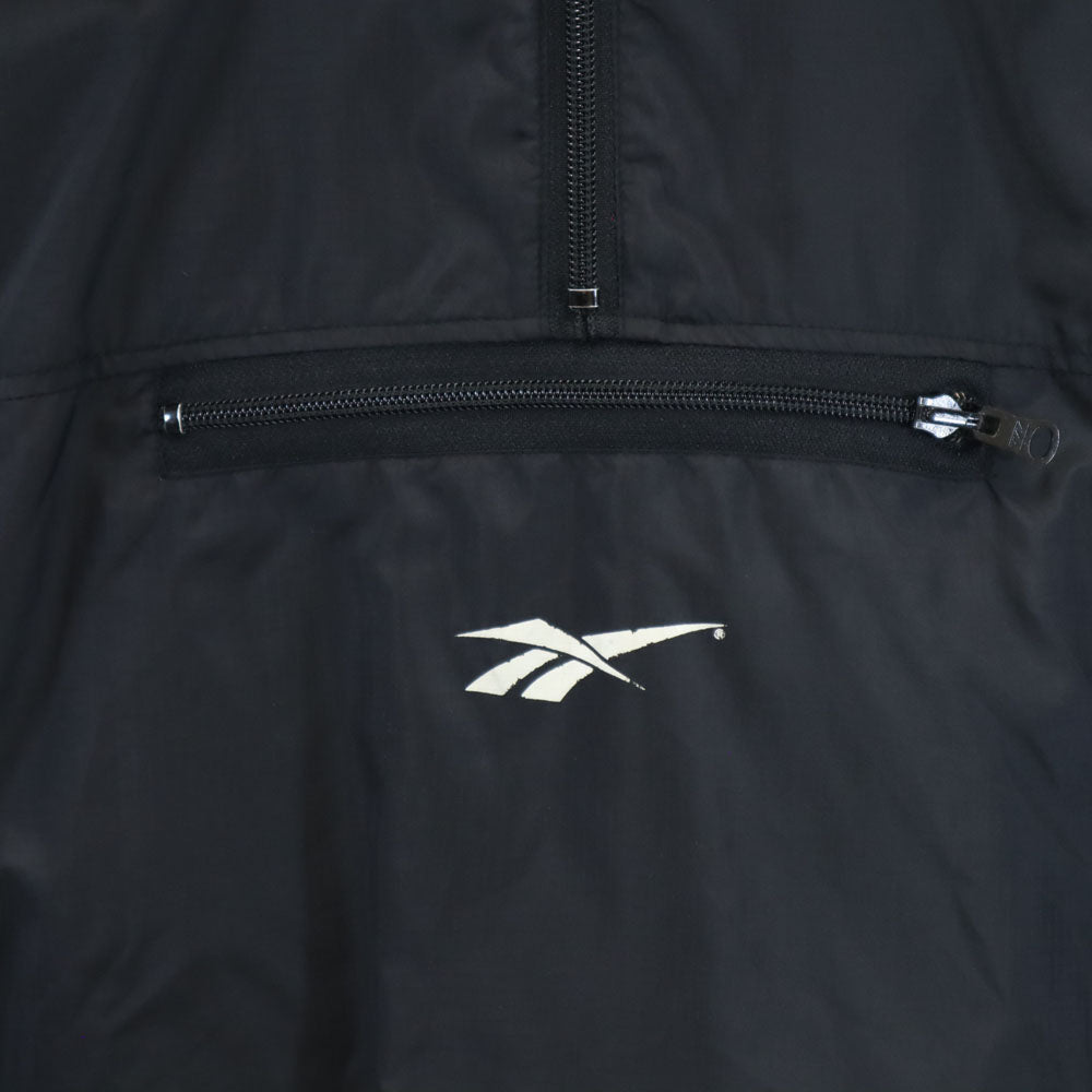 Reebok リーボック 90s オールド ナイロン アノラックパーカー LL ブラック ハーフジップ メンズ