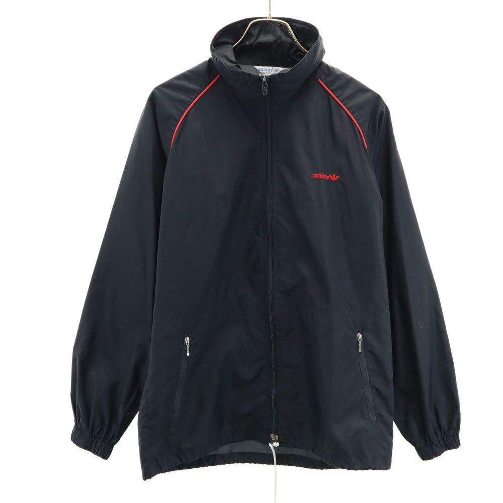 adidas アディダス 70s 80s デサント製 ヴィンテージ トレフォイルロゴ ナイロンジャケット LL ブラック ウィンドブレーカー メンズ