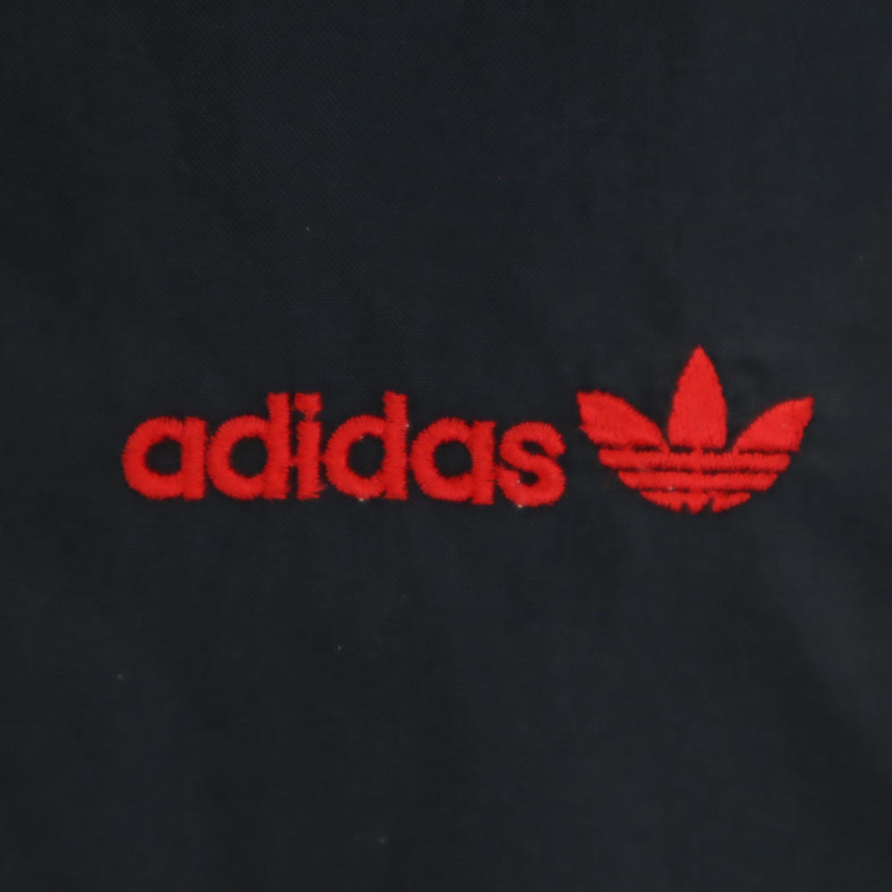 adidas アディダス 70s 80s デサント製 ヴィンテージ トレフォイルロゴ ナイロンジャケット LL ブラック ウィンドブレーカー メンズ
