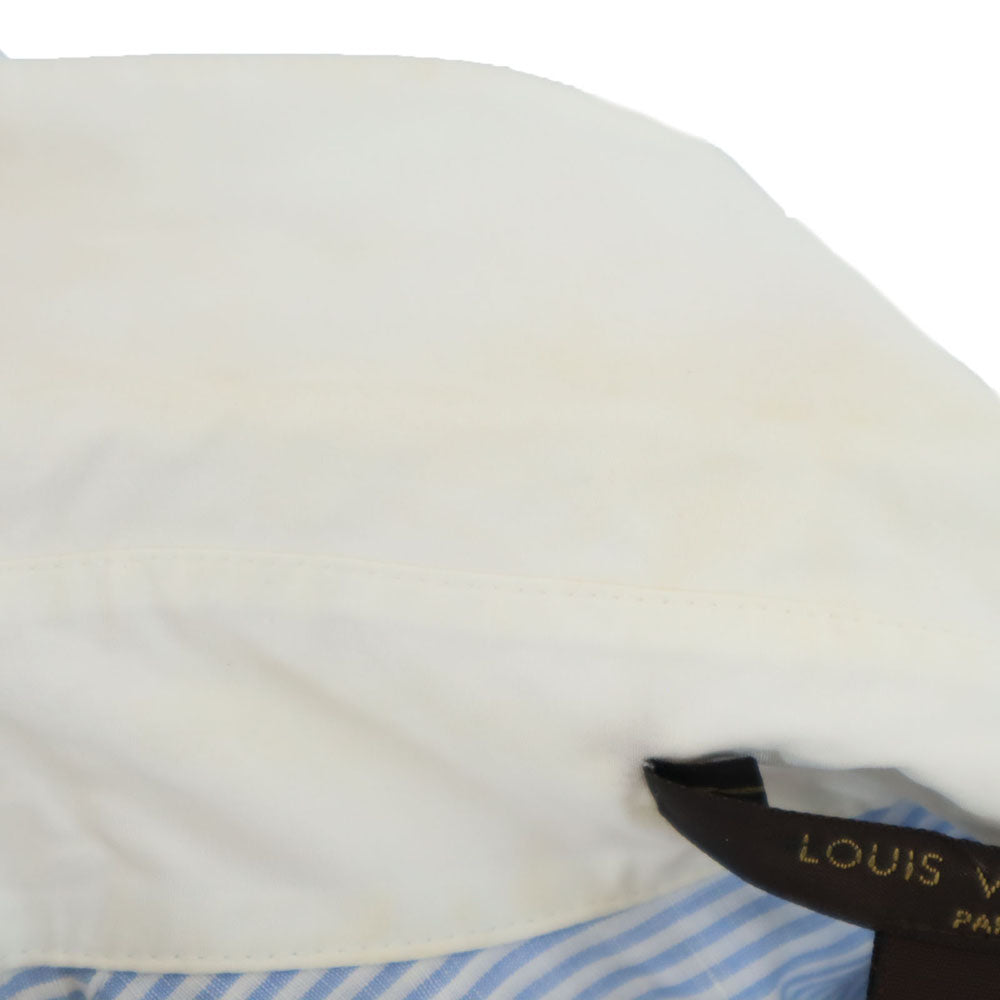 LOUIS VUITTON ルイヴィトン フランス製 長袖 コットンシャツ 36 ライトブルー フリル付き レディース