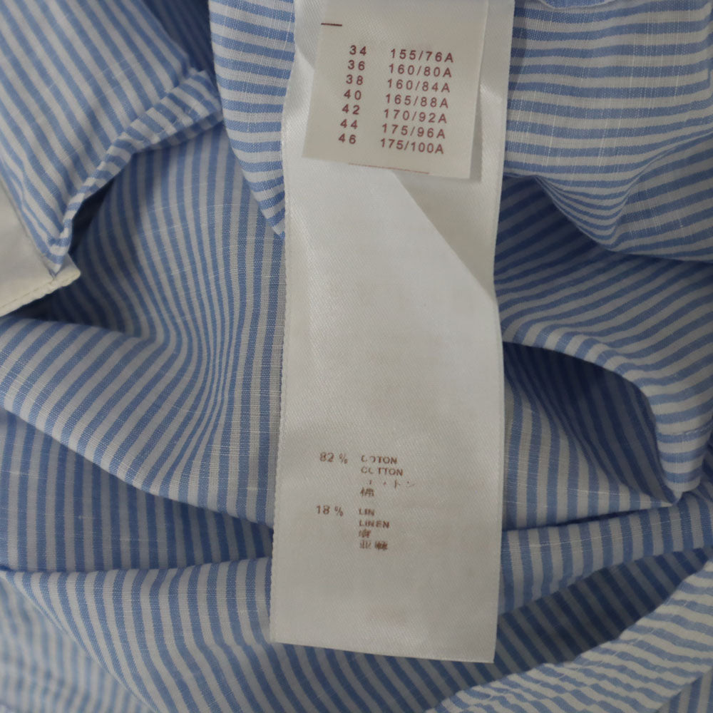 LOUIS VUITTON ルイヴィトン フランス製 長袖 コットンシャツ 36 ライトブルー フリル付き レディース