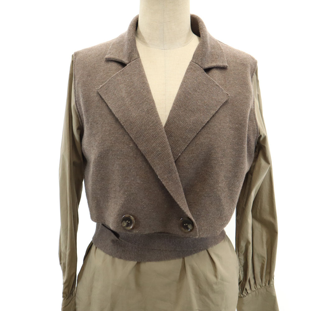 AMERI UNDRESSED アメリ 長袖 ニット ドッキング シャツ F ブラウン系 メンズ