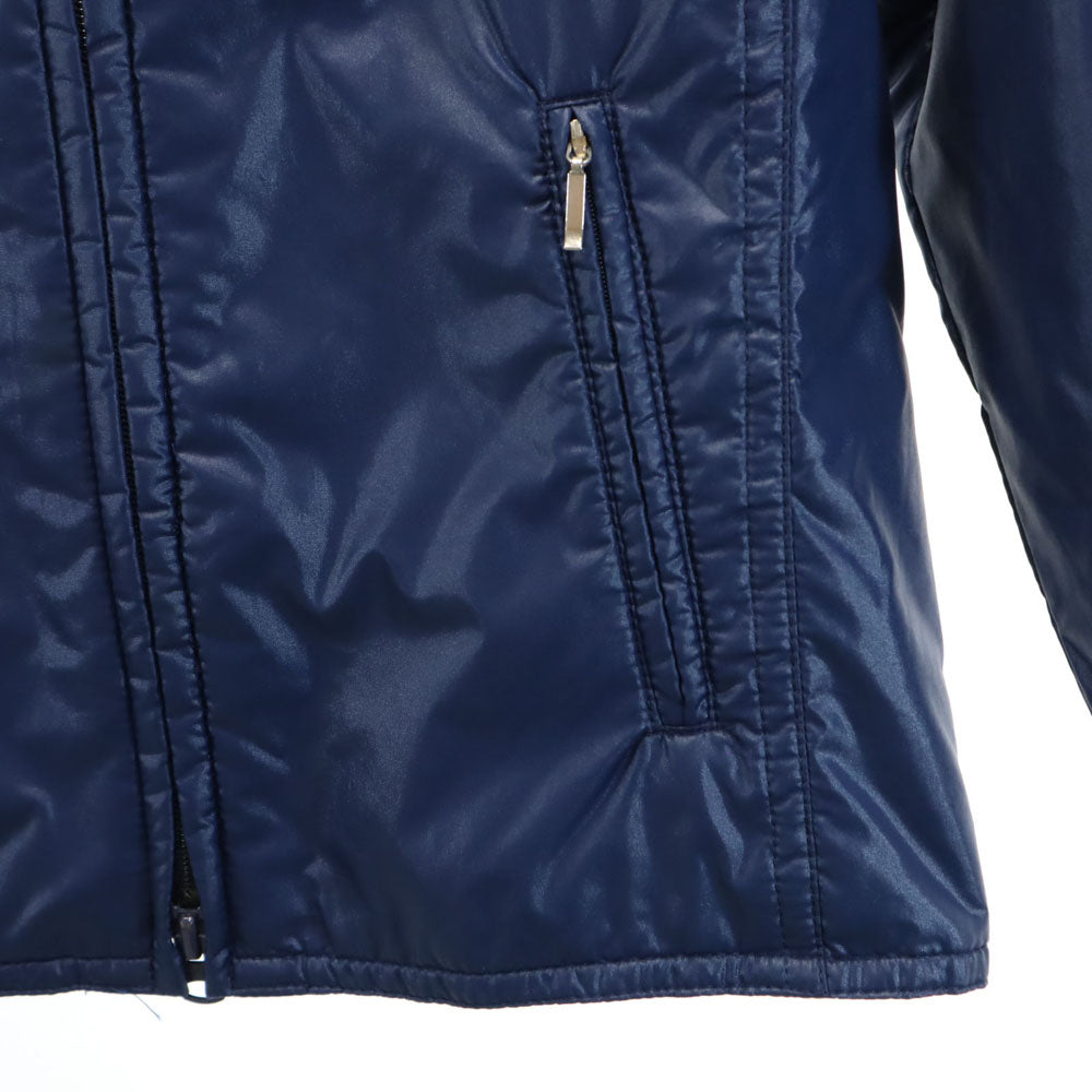 adidas アディダス 70s デサント製 ヴィンテージ トレフォイルロゴ刺繍 ナイロンジャケット 上下 セットアップ 11-12 ブルー系 薄中綿入り キッズ