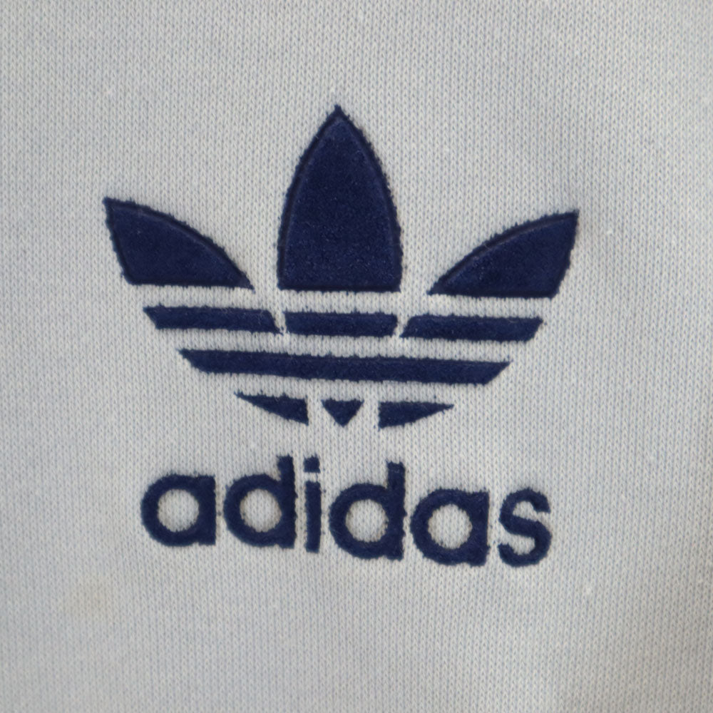 adidas アディダス 70s 80s デサント製 トレフォイルロゴ 刺繍 ヴィンテージ 長袖 ジャージ トレーナー M グレー×ブルー メンズ