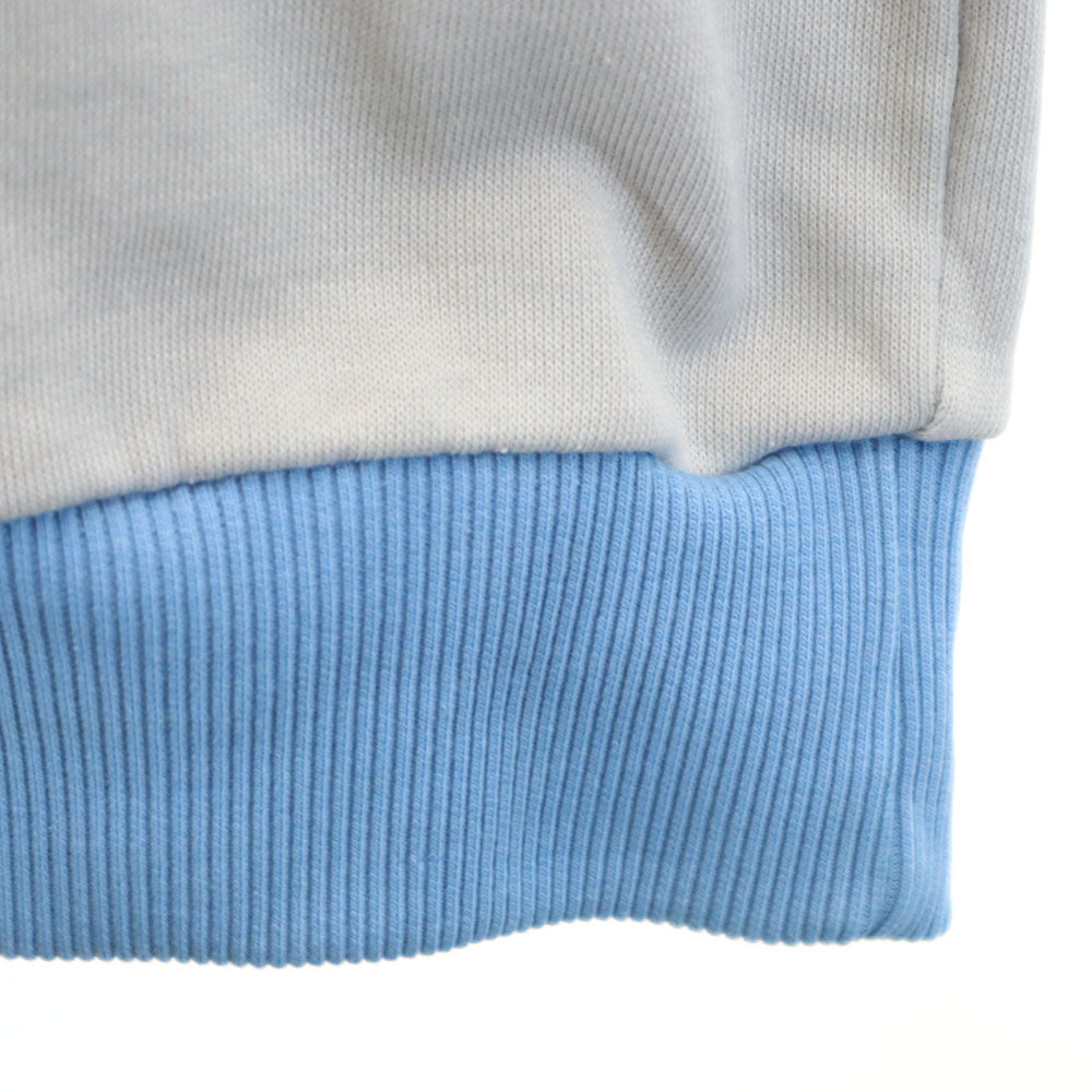 adidas アディダス 70s 80s デサント製 トレフォイルロゴ 刺繍 ヴィンテージ 長袖 ジャージ トレーナー M グレー×ブルー メンズ