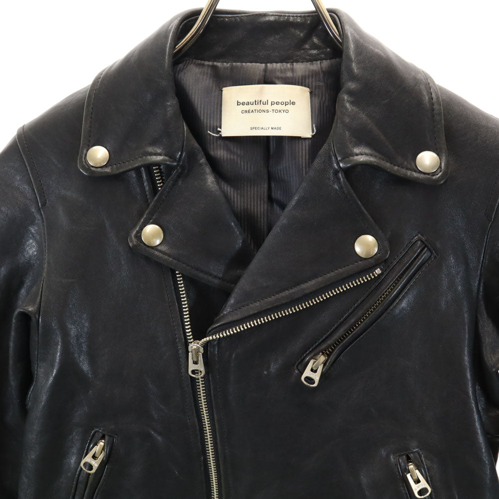 beautiful people ビューティフルピープル ダブルライダースジャケット 130 ブラック レザージャケット レディース