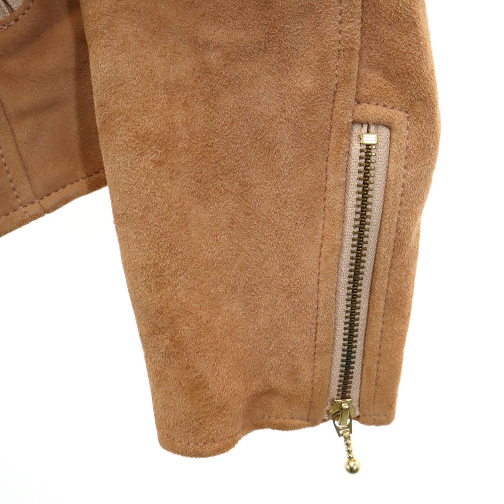 BLUE LABEL CRESTBRIDGE ブルーレーベルクレストブリッジ スエードレザー ライダースジャケット 38 ベージュブラウン系 レディース