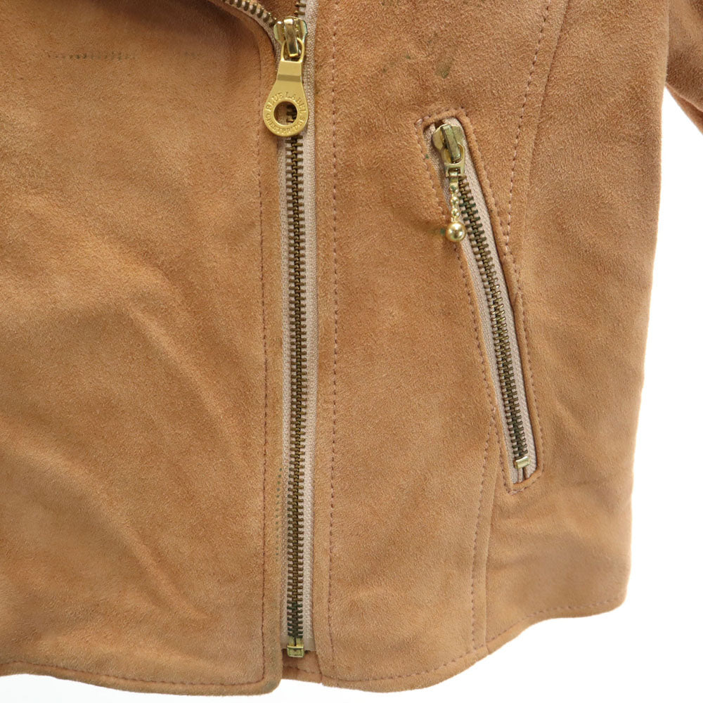 BLUE LABEL CRESTBRIDGE ブルーレーベルクレストブリッジ スエードレザー ライダースジャケット 38 ベージュブラウン系 レディース