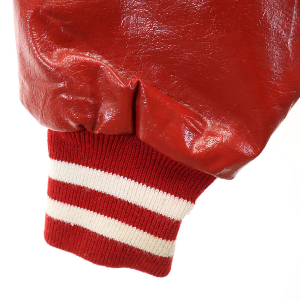 VINTAGE ヴィンテージ 70s 袖レザー スタジャン M レッド メンズ