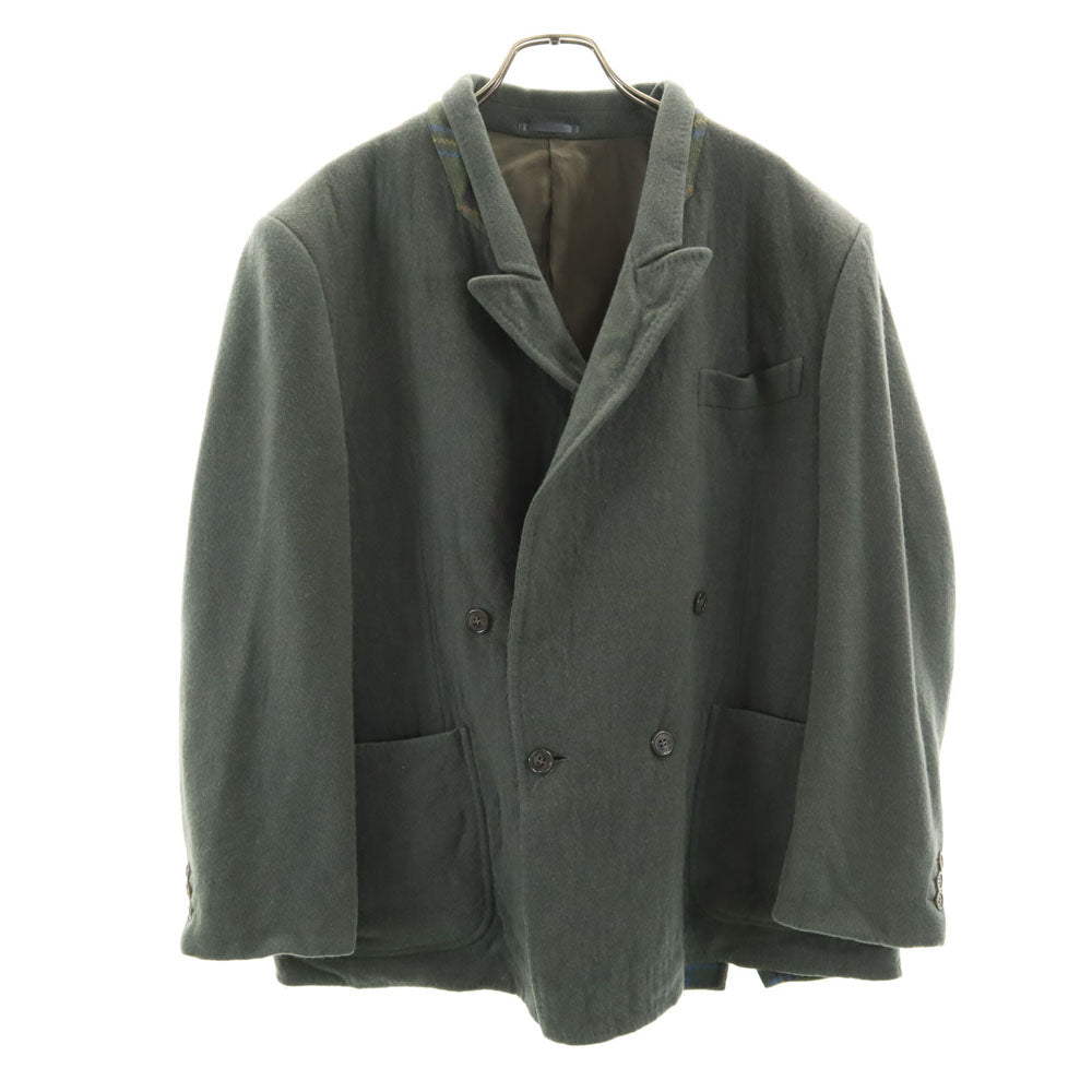 LANVIN ランバン 80s 90s ウールブレンド オールド テーラードジャケット S グレーカーキ 肩パッドあり メンズ