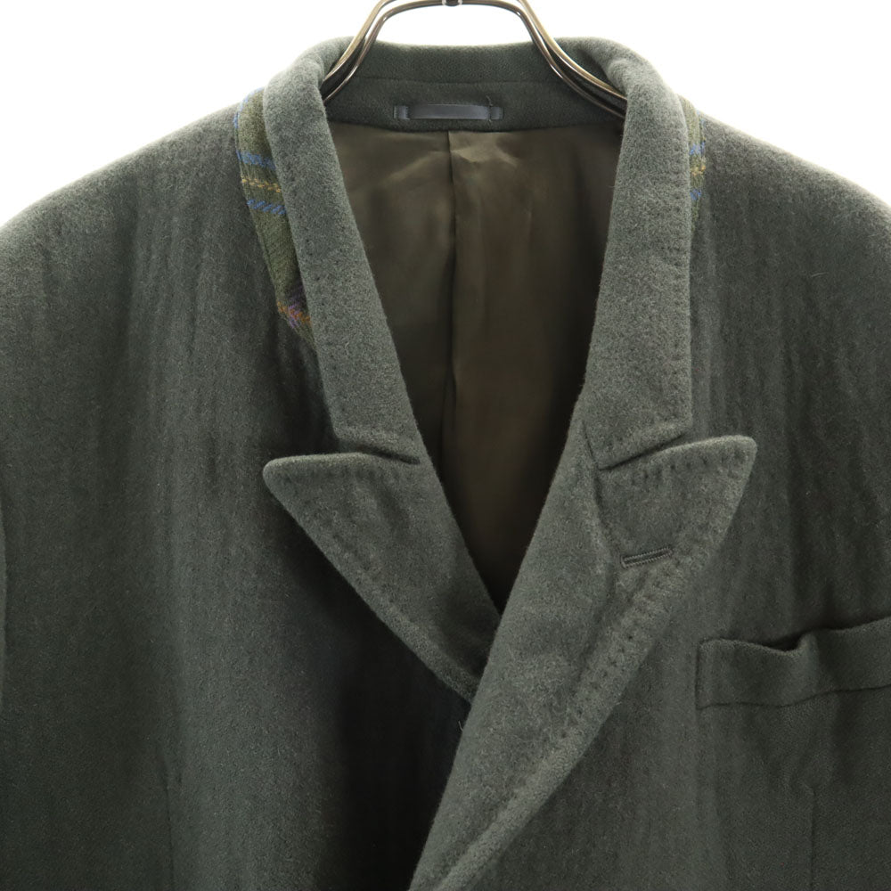 LANVIN ランバン 80s 90s ウールブレンド オールド テーラードジャケット S グレーカーキ 肩パッドあり メンズ