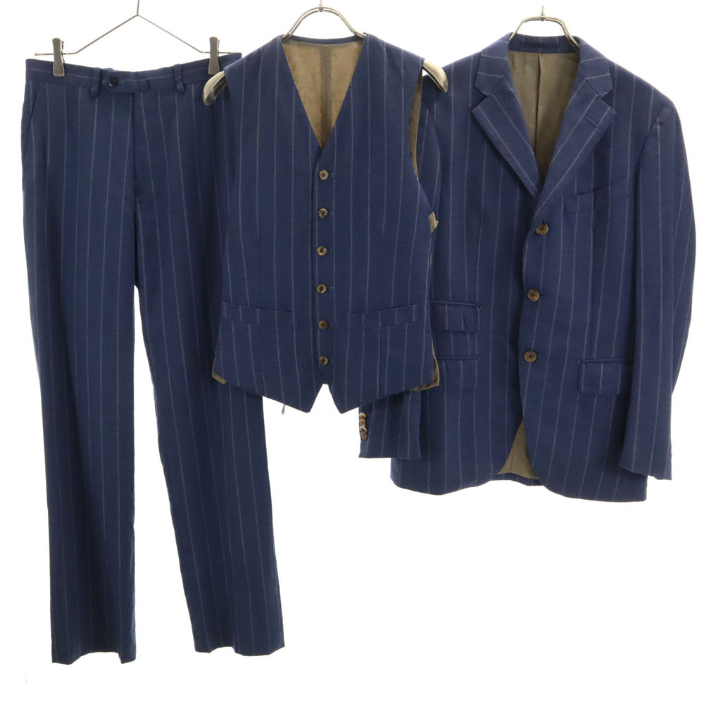 ドラゴ ×オンリー ウール 100% ストライプ スリーピース スーツ 上下 セットアップ ネイビー ONLY メンズ
