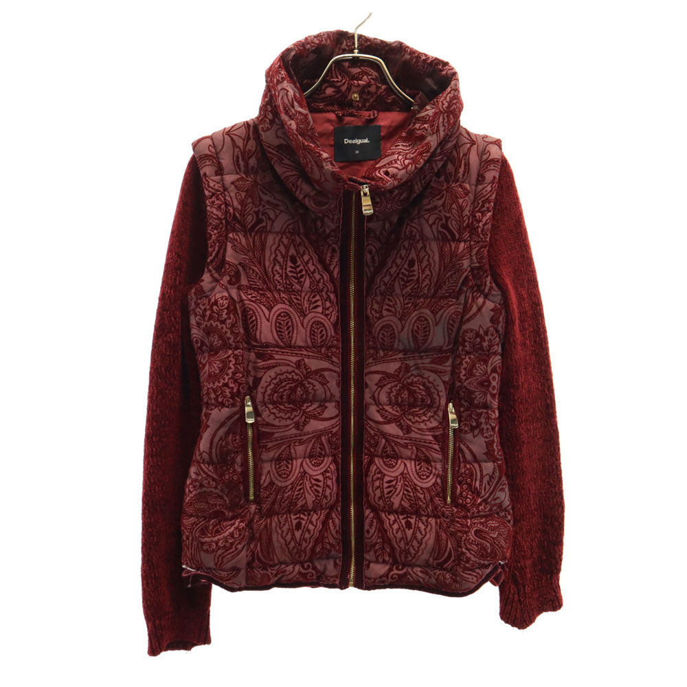 Desigual デシグアル ペイズリー柄 ジャケット 36 ボルドー 2WAY 中綿ベスト レディース