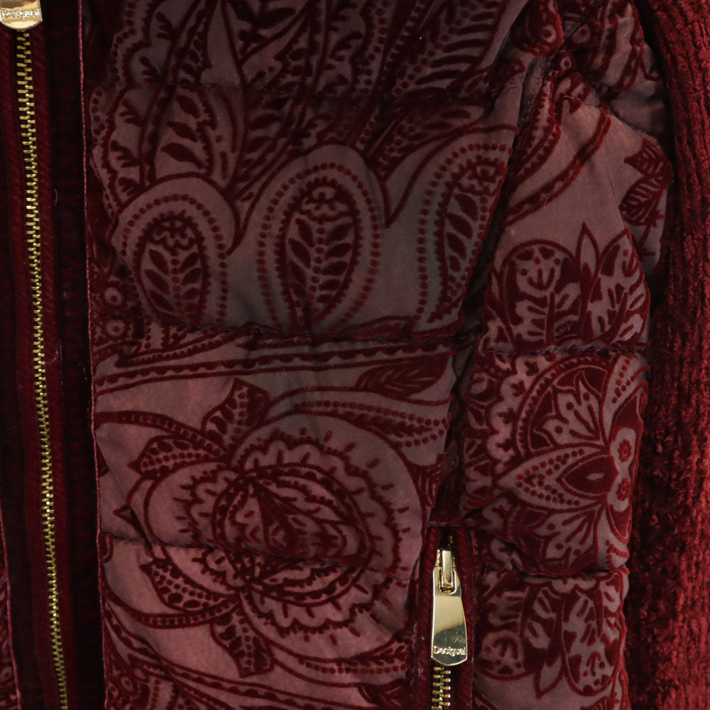 Desigual デシグアル ペイズリー柄 ジャケット 36 ボルドー 2WAY 中綿ベスト レディース