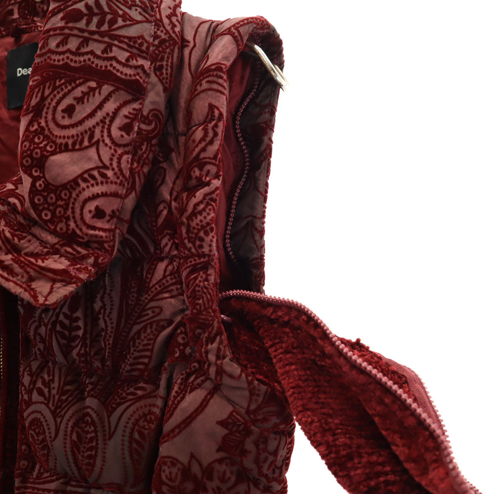 Desigual デシグアル ペイズリー柄 ジャケット 36 ボルドー 2WAY 中綿ベスト レディース