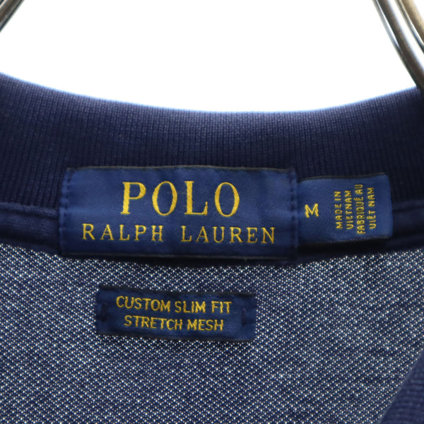 ポロラルフローレン 長袖 ポロシャツ M ネイビー系 POLO RALPH LAUREN 鹿の子 メンズ